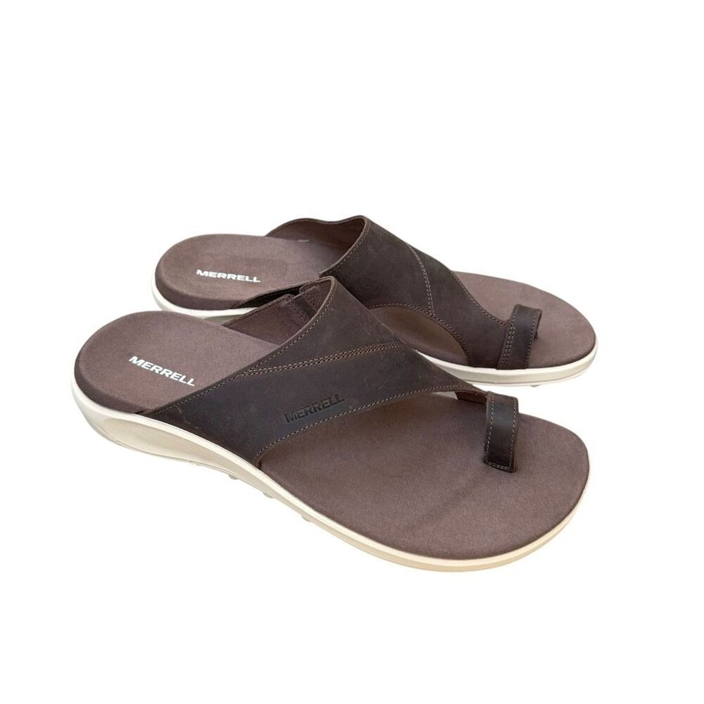 Merrell Mole Women’s Brown Leather Toe Loop Slide Sandals Size 11 / EU 42 New